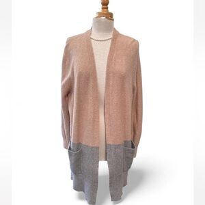 Madewell Kent Colorblock Cardigan Sweater Alpaca Merino Wool Blend Tan Gray L